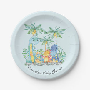 Cute Dinosaurs Baby Shower 7" Plate