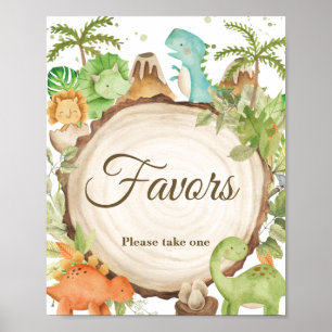 Cute Dinosaurs Baby Shower Birthday Favours Sign