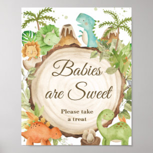 Cute Dinosaurs Baby Shower Birthday Treats Sign