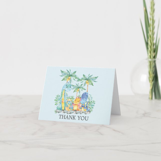 Cute Dinosaurs Baby Shower Thank You Note (Front)