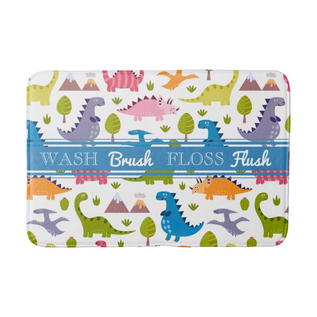 Cute Dinosaurs Bath Mat (Front)
