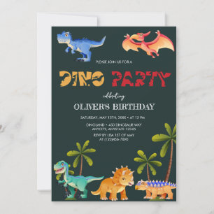 Cute Dinosaurs Birthday Invitation