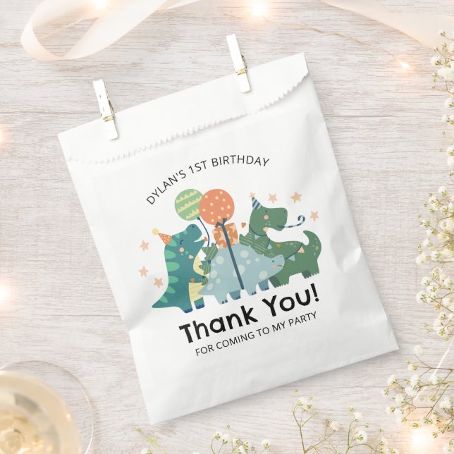 Cute Dinosaurs Birthday Party Thank You Favour Bags (Clipped)