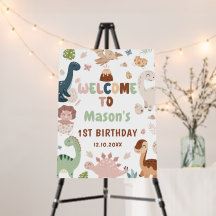 Cute Dinosaurs Birthday Party Welcome
