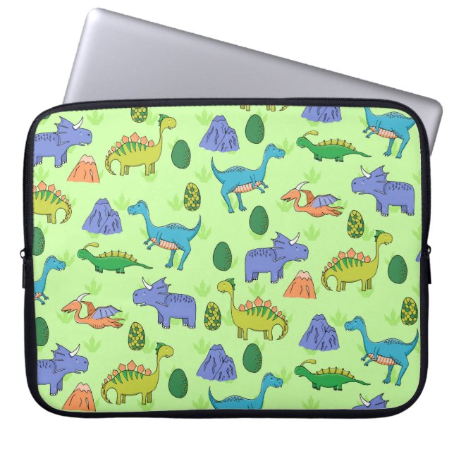 Cute Dinosaurs, Cartoon Style. Laptop Sleeve (Front)