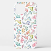Cute dinosaurs, children's watercolor pattern.