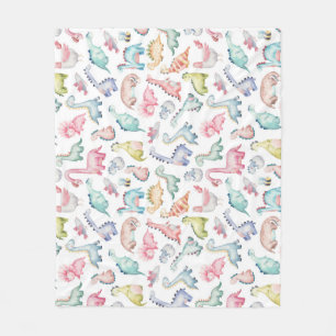 Cute dinosaurs, children's watercolor pattern. fleece blanket