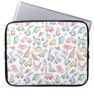 Cute dinosaurs, children's watercolor pattern. laptop sleeve