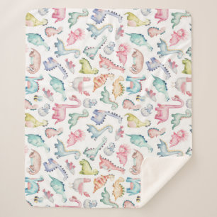 Cute dinosaurs, children's watercolor pattern. sherpa blanket