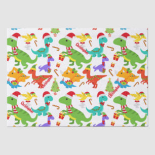 Cute Dinosaurs Christmas Personalised Tissue Paper
