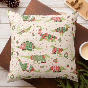 Cute Dinosaurs Christmas Sweaters Cushion