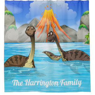 Cute Dinosaurs custom name shower curtain