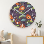 Cute Dinosaurs Dino Boys Room Decor Pattern Round Clock<br><div class="desc">Cute Dinosaurs Dino Boys Room Decor Pattern Round Clock. The perfect dinosaur bedding for boys with dino room decor.</div>