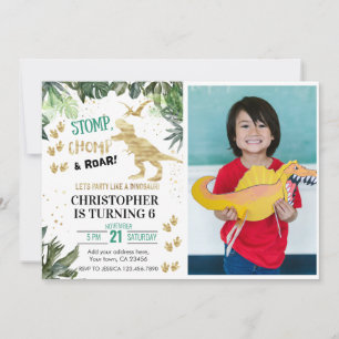 Cute Dinosaurs First Birthday Invitation