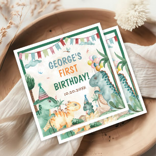 Cute Dinosaurs First Birthday Party Napkin