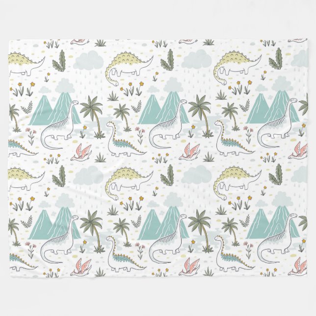 Cute Dinosaurs  Fleece Blanket (Front (Horizontal))