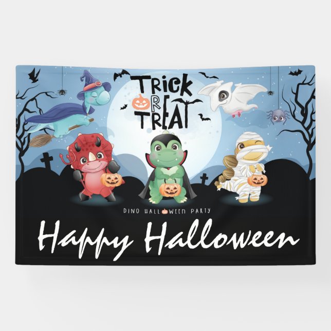 Cute Dinosaurs Halloween Party  Banner (Horizontal)