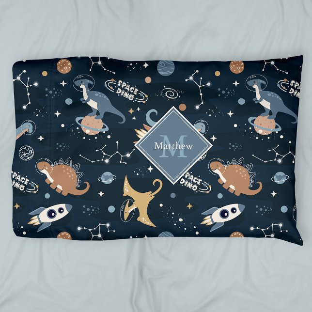 Cute Dinosaurs in Space Pattern Kids Pillowcase (Creator Uploaded)