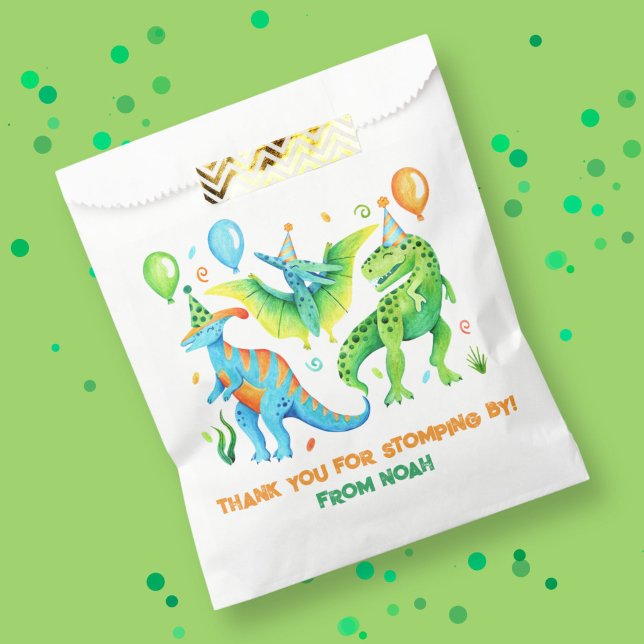 Cute Dinosaurs Jurassic Boy's Birthday Thank you Favour Bags (Cute Dinosaurs Boy's Birthday Favor Bag)