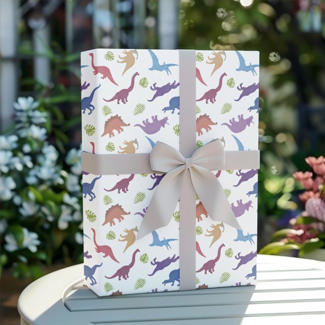 Cute Dinosaurs Kid Dino Birthday Gift Wrapping Paper (Creator Uploaded)