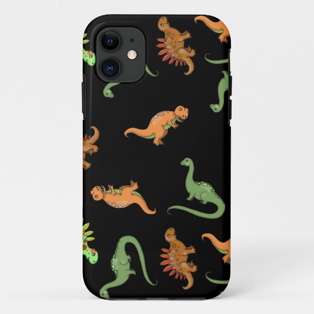 Cute Dinosaurs on Black Background Case-Mate iPhone Case (Back)