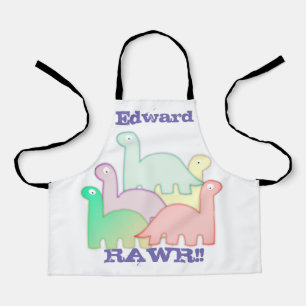 Cute Dinosaurs Pastel Colourful Apron