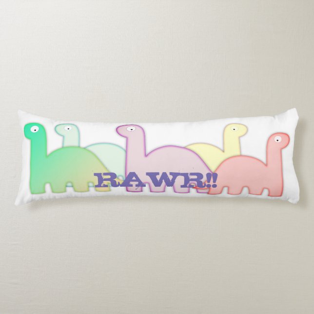 Cute Dinosaurs Pastel Colourful Body Cushion (Front)