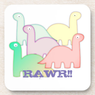 Cute Dinosaurs Pastel Colourful Coaster