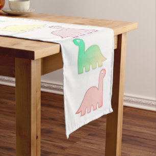 Cute Dinosaurs Pastel Colourful Long Table Runner