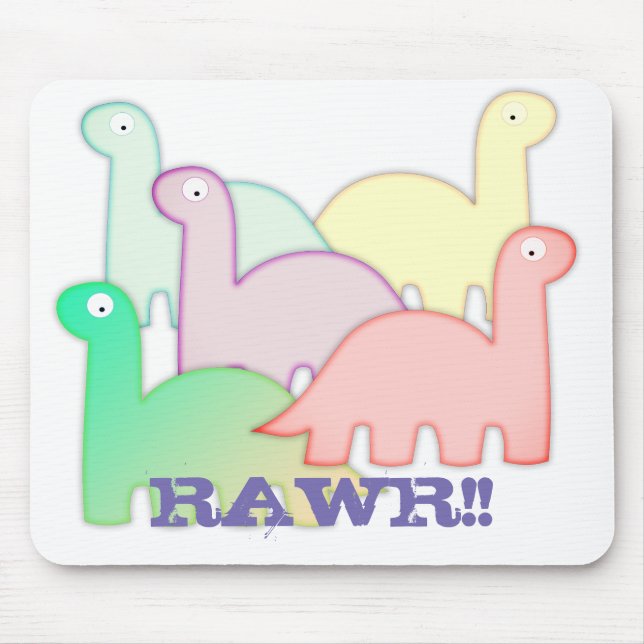 Cute Dinosaurs Pastel Colourful Mouse Mat (Front)