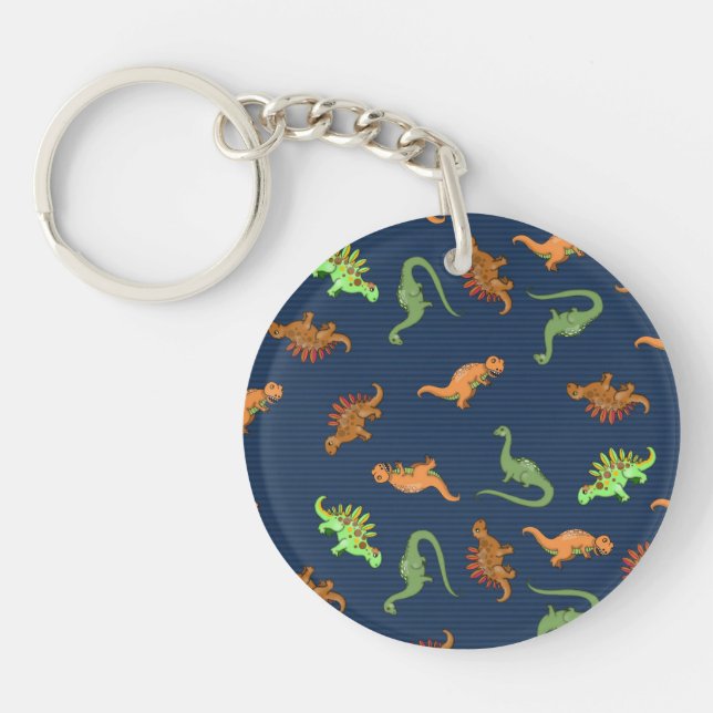 Cute Dinosaurs Pattern Key Ring (Front)