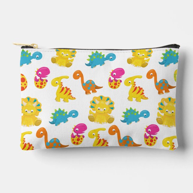Cute Dinosaurs, Pattern Of Dinosaurs, Baby Dino Accessory Pouch (Front)