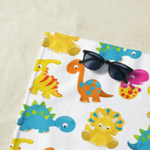 Cute Dinosaurs, Pattern Of Dinosaurs, Baby Dino Beach Towel