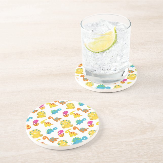 Cute Dinosaurs, Pattern Of Dinosaurs, Baby Dino Coaster (Side)