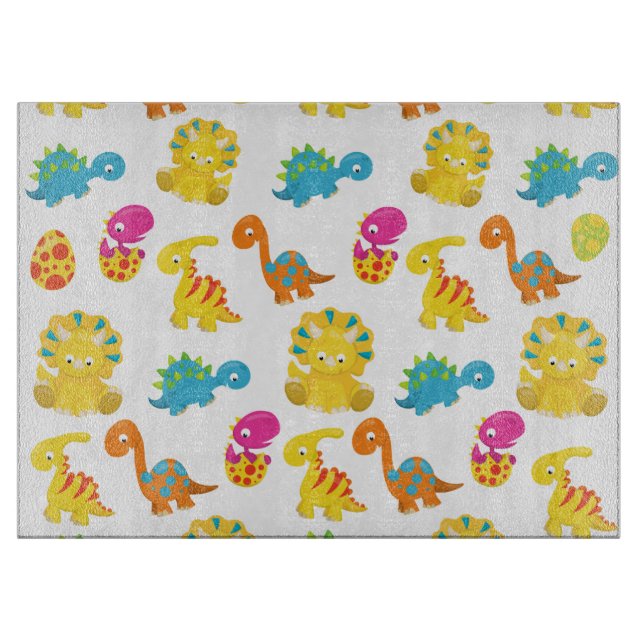 Cute Dinosaurs, Pattern Of Dinosaurs, Baby Dino Cutting Board (Front)
