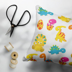 Cute Dinosaurs, Pattern Of Dinosaurs, Baby Dino Decorative Cushion