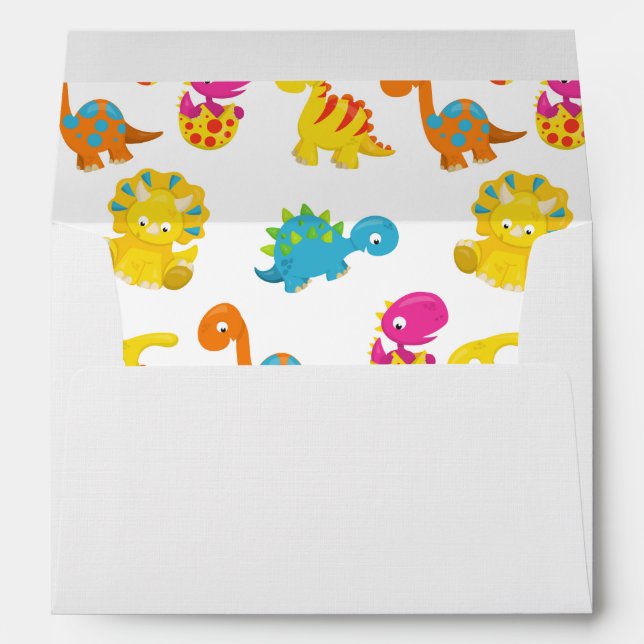 Cute Dinosaurs, Pattern Of Dinosaurs, Baby Dino Envelope (Back (Bottom))