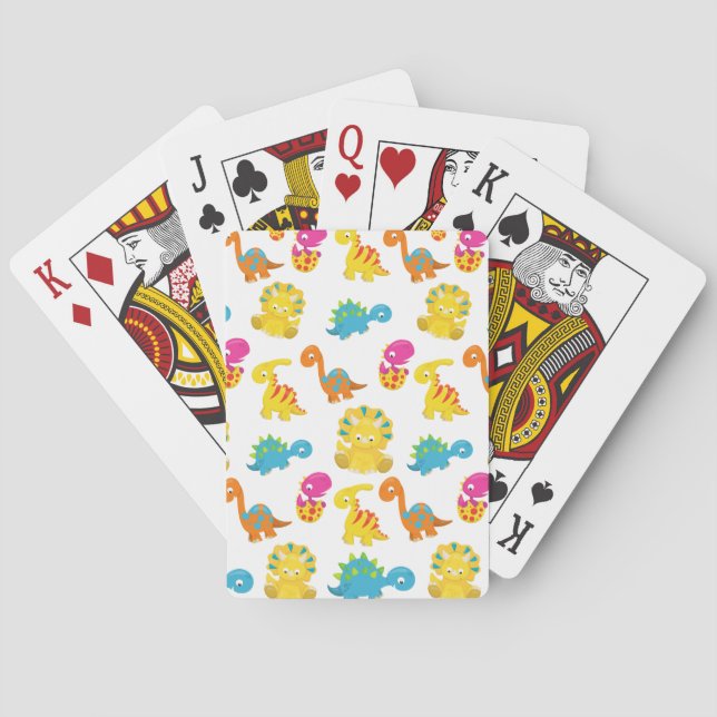 Cute Dinosaurs, Pattern Of Dinosaurs, Baby Dino Playing Cards (Back)