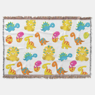 Cute Dinosaurs, Pattern Of Dinosaurs, Baby Dino Throw Blanket