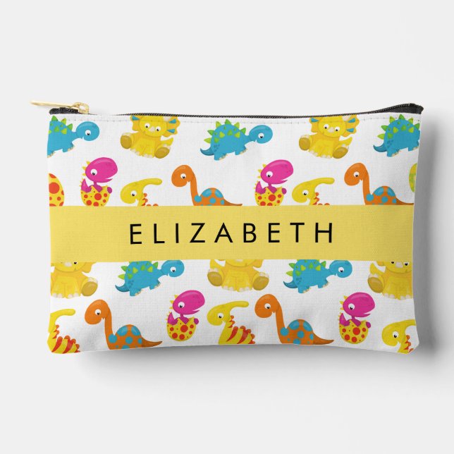 Cute Dinosaurs, Pattern Of Dinosaurs, Your Name Accessory Pouch (Front)