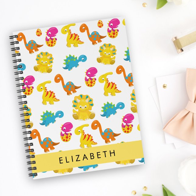 Cute Dinosaurs, Pattern Of Dinosaurs, Your Name Notebook (Creator Uploaded)
