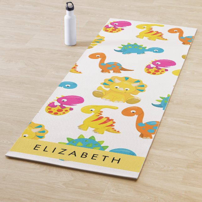 Cute Dinosaurs, Pattern Of Dinosaurs, Your Name Yoga Mat (In Situ)