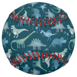 Cute Dinosaurs Pattern Teal Softball