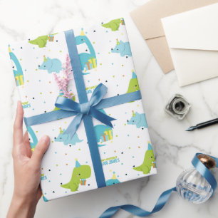 Cute Dinosaurs Personalised Wrapping Paper