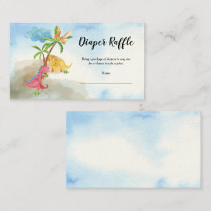 Cute Dinosaurs Playing Baby Shower Diaper Raffle Enclosure Card