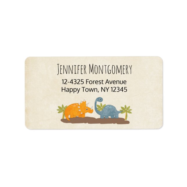 Cute Dinosaurs Prehistoric Wildlife Label (Front)