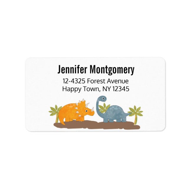 Cute Dinosaurs Prehistoric Wildlife Label (Front)