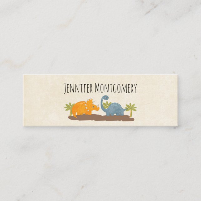 Cute Dinosaurs Prehistoric Wildlife Mini Business Card (Front)