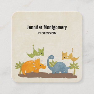 Cute Dinosaurs Prehistoric Wildlife Square Business Card