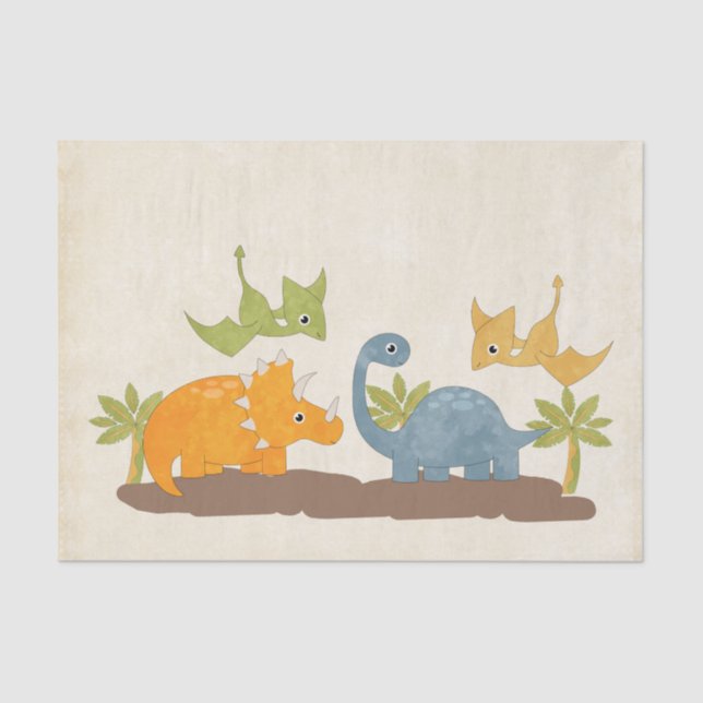 Cute Dinosaurs Prehistoric Wildlife Tissue Paper (Front)